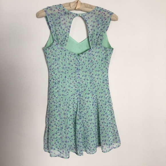Aqua Floral Print Dress - Picture 4 of 4